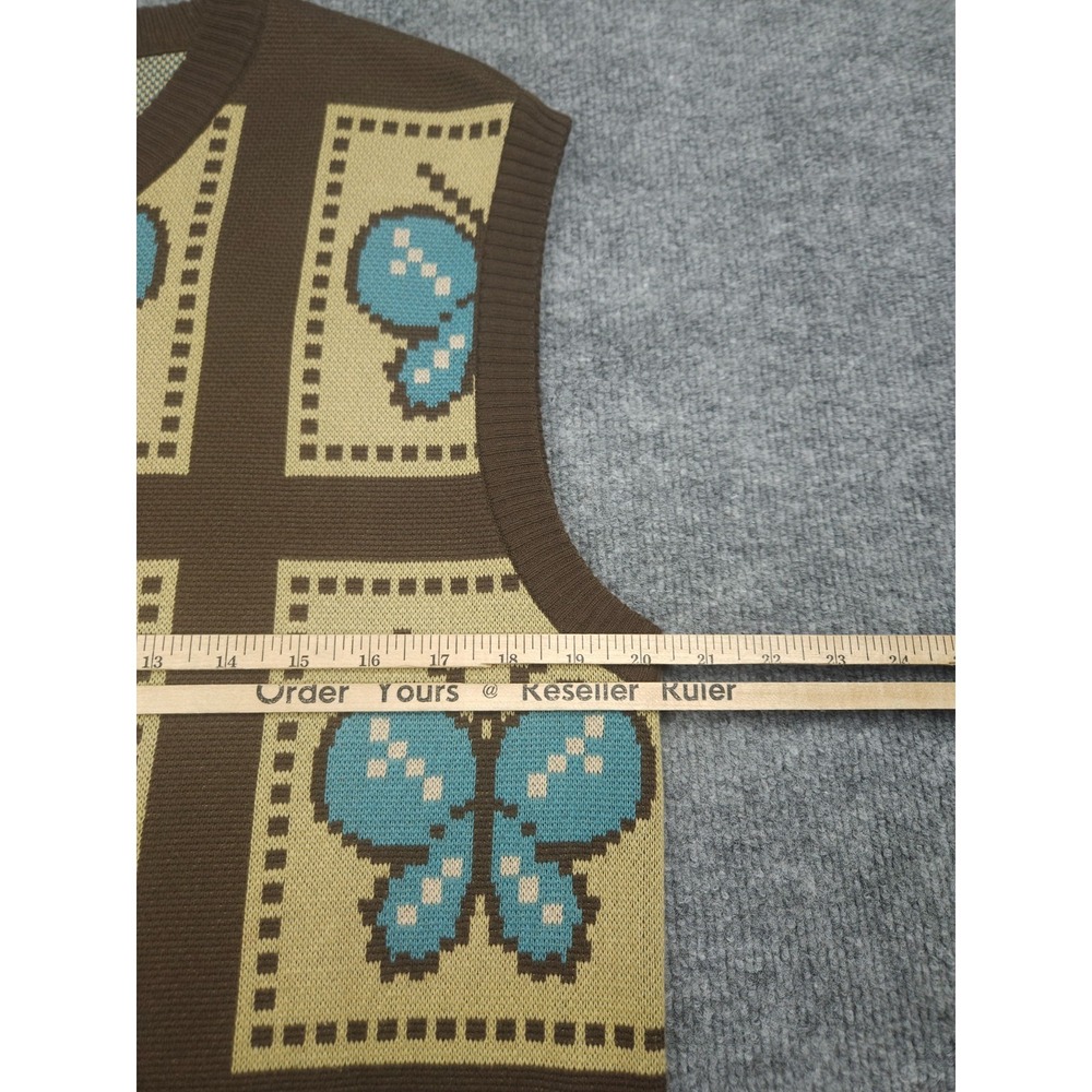 AWAKE NY Sweater Vest Adult Medium Knit Butterfly AOP Unisex Cotton Blend - Picture 9 of 10